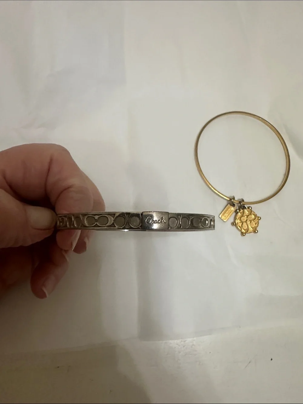 Lot of two Coach Bracelets Silver Tone and Gold Tone